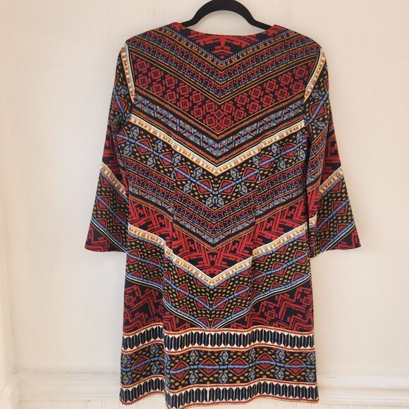 NWT Wisp Stitch Fix Gloria Ponte Knit Geometric Colorful Shift Dress Petite 10 - Picture 2 of 10
